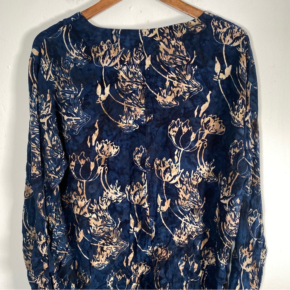 Soft Surroundings Blue Floral Print Rayon Blouse Women’s XL Boho Tunic Top - Picture 6 of 9